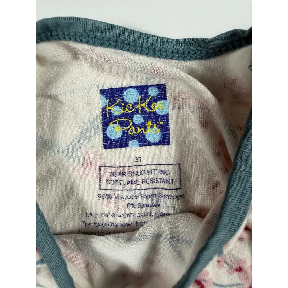 Kickee Pants Cherry Blossom Bamboo Long Sleeve Pajamas size 3